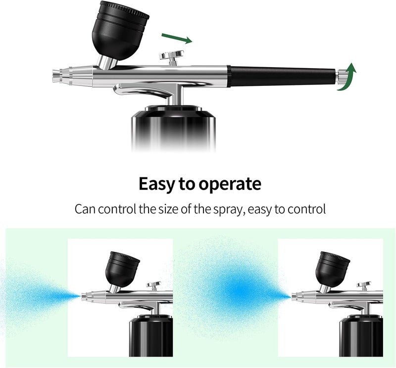 CBVCBV Airbrush Kit with Compressor Portable Airbrush Kit 48PSI High-Pressure Non-Clogging Air Brush Set Cordless Rechargeable with 0.3mm Nozzle and Cleaning Brush for Painting,Nail Art, Makeup (black) - Image 4